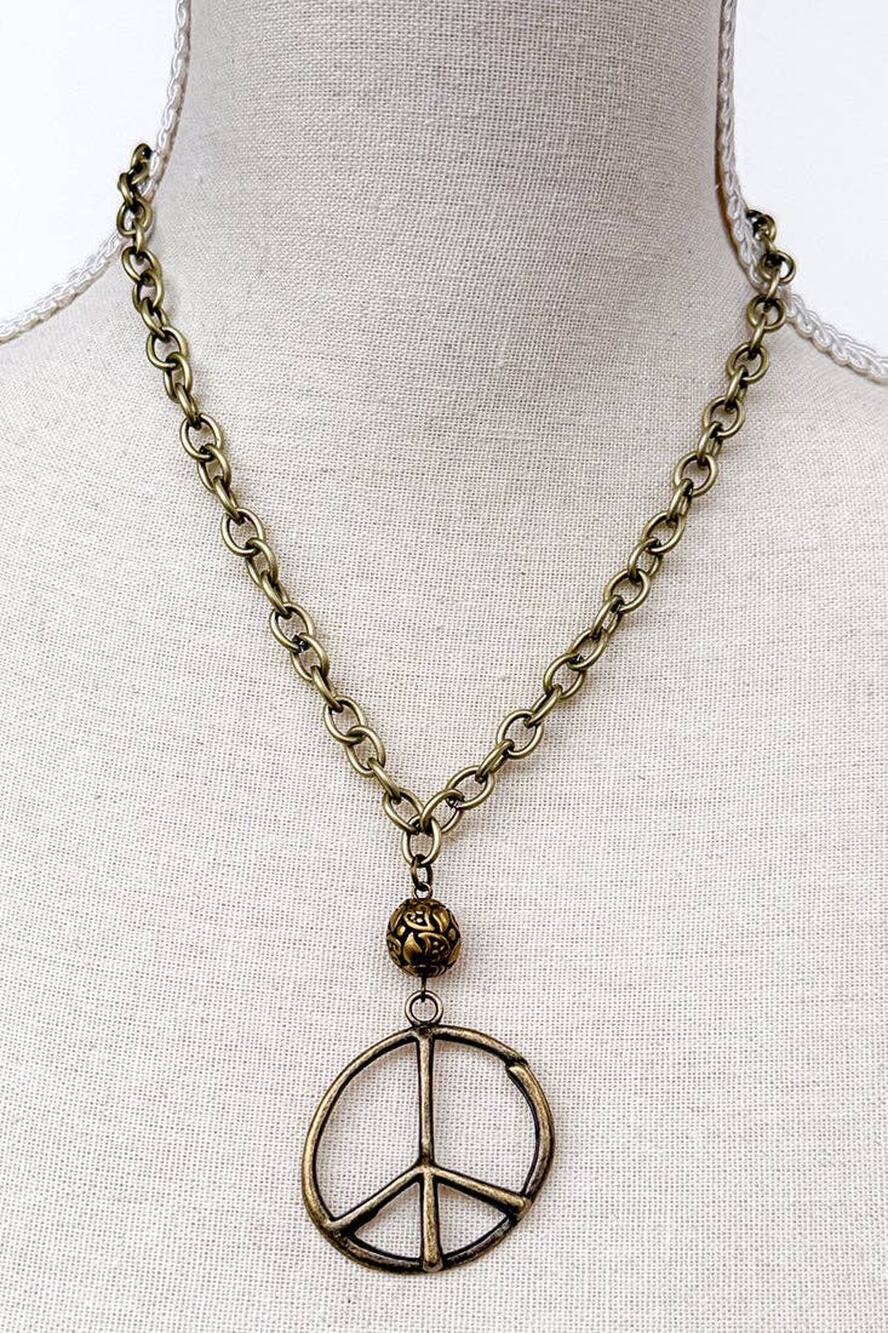 Ryder Peace Sign Necklace | Bronze | Dylan Designs